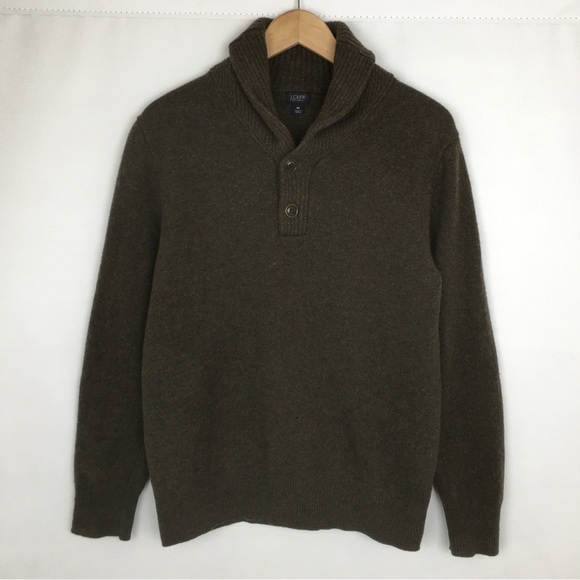 J. Crew Lambswool Sweater Brown Men’s Size Medium Flaws - Picture 2 of 14